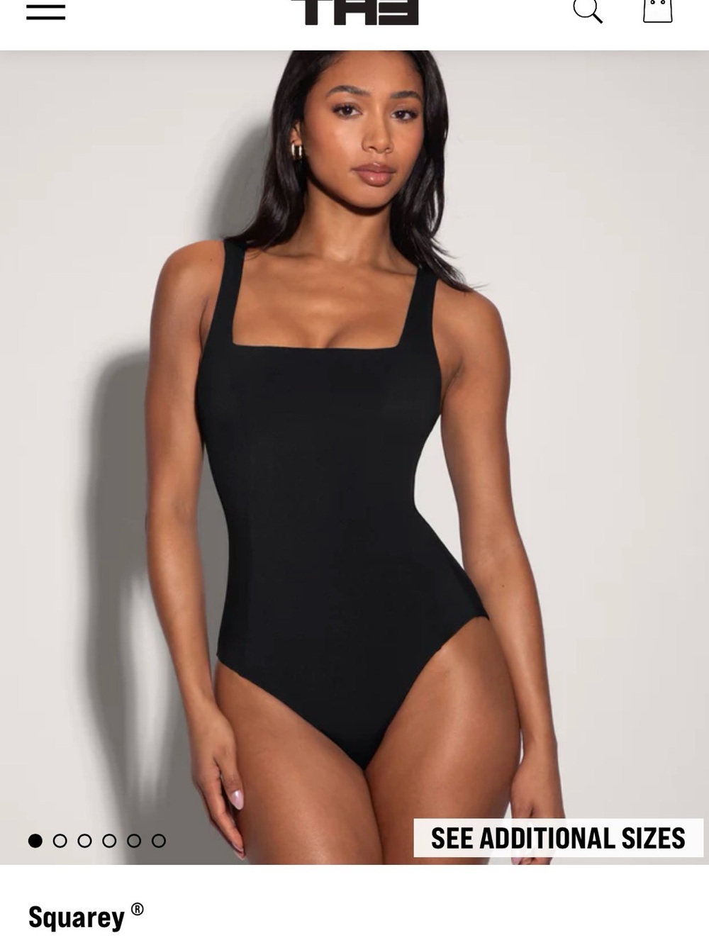 Black One-Piece Swimsuit with Square Neck